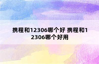 携程和12306哪个好 携程和12306哪个好用